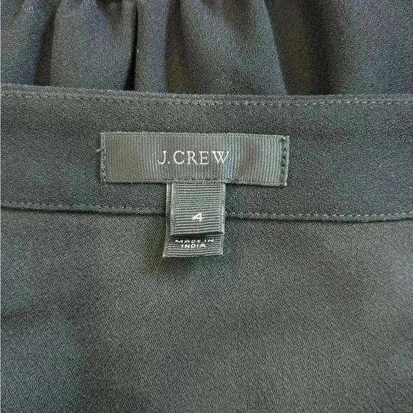 J crew drapery crepe faux wrap black top peplum tie waist surplace blouse - Picture 4 of 5